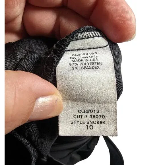 Vtg 1990s CDC Black Satin Floral Micro Beaded Sleeveless Mini Sheath Dress 10 - Picture 6 of 6